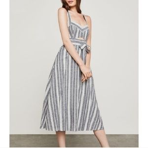 BCBGMAXAZRIA Stripe Cutout Midi Dress